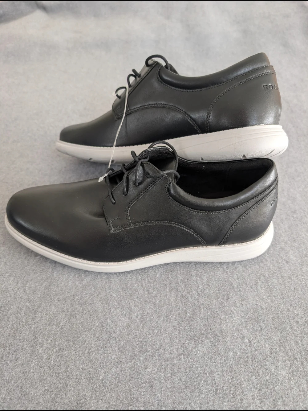 NWOB Rockport Men’s Delano Plain Toe Oxford Black Light Gray Size 11M